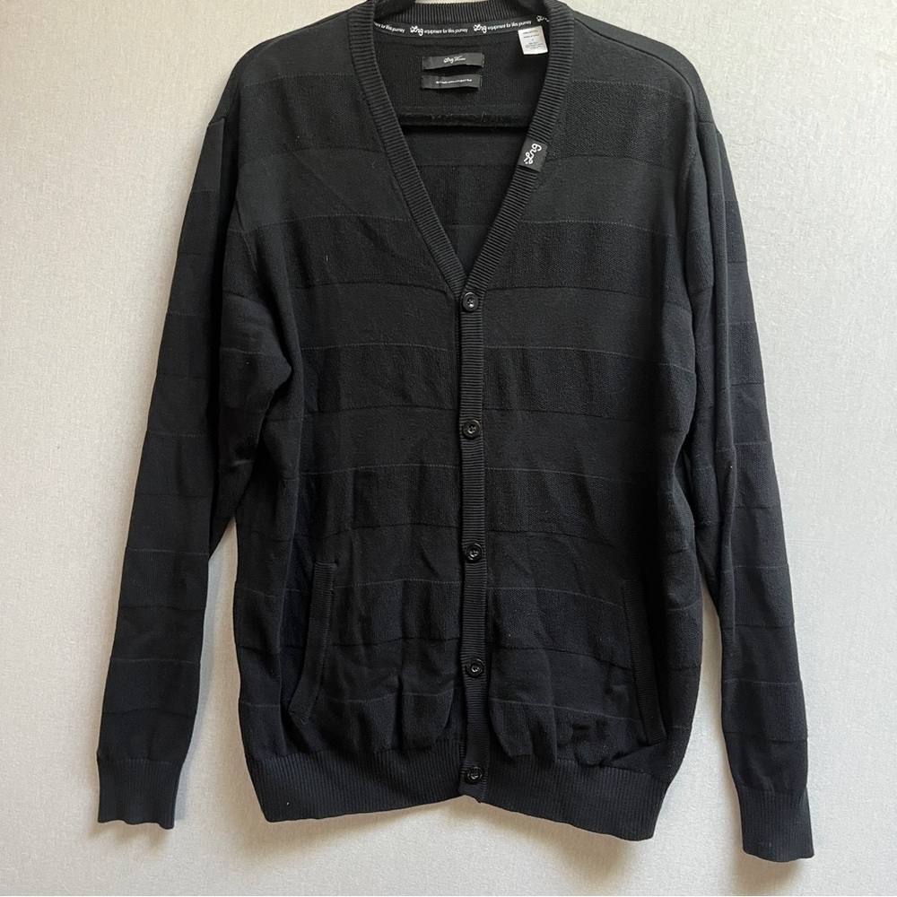 LNG Grass Roots Cotton Men's Black Cardigan Sweater L